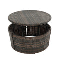 Kd Rattan Round Lounge With Canopy Bali Canopy Bed Outdoor, Wicker Outdoor Sofa Bed With Lift Coffee Table Beige Cotton Steel