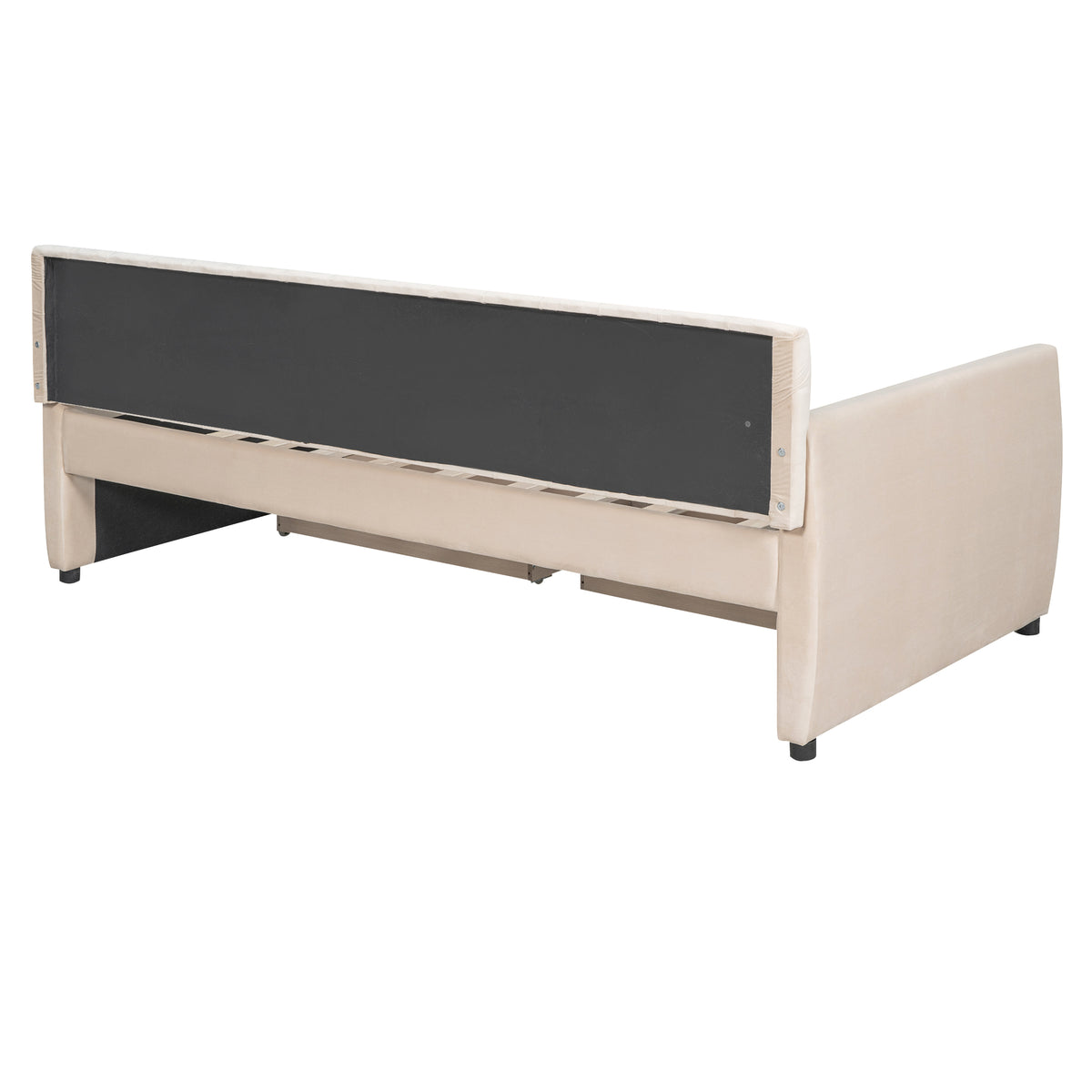 Twin Size Upholstered Daybed With Drawers, Wood Slat Support, Beige Beige Velvet