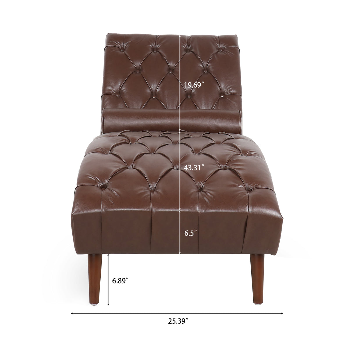 Upholstered Chaise Lounge Dark Brown Pu