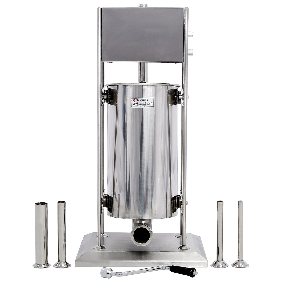 Stainless Steel Commercial Sausage Stuffer,Dual Speed Vertical Sausage Maker 25Lb 12L, Meat Filler With 4 Stuffing Tubes Silver Stainless Steel