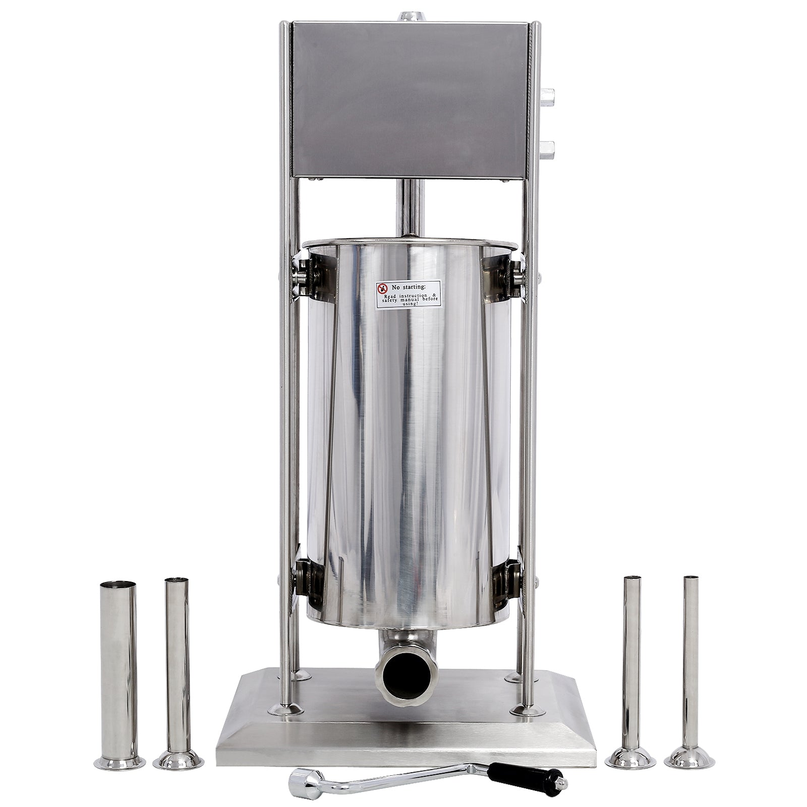 Stainless Steel Commercial Sausage Stuffer,Dual Speed Vertical Sausage Maker 25Lb 12L, Meat Filler With 4 Stuffing Tubes Silver Stainless Steel