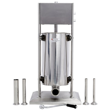 Stainless Steel Commercial Sausage Stuffer,Dual Speed Vertical Sausage Maker 25Lb 12L, Meat Filler With 4 Stuffing Tubes Silver Stainless Steel