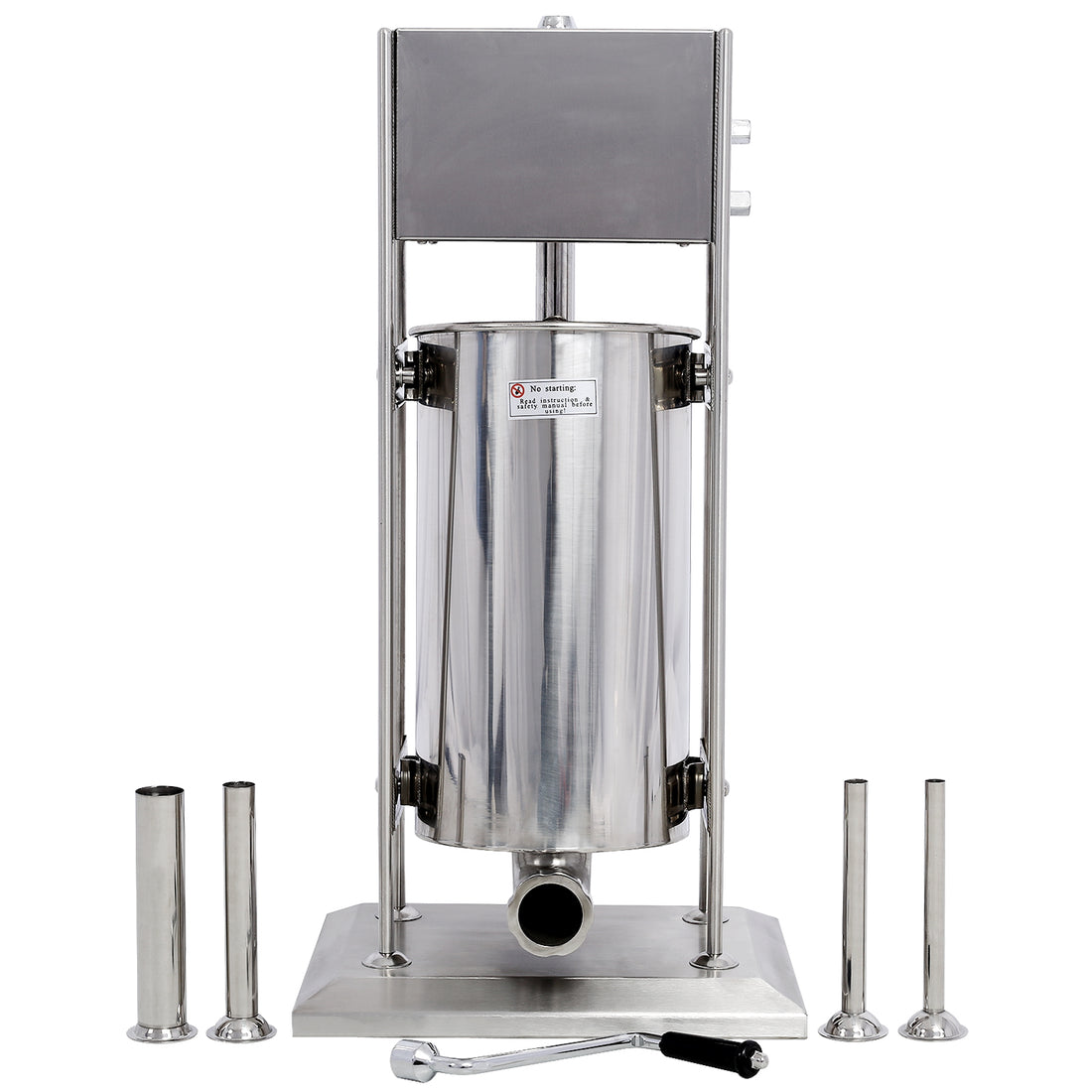 Stainless Steel Commercial Sausage Stuffer,Dual Speed Vertical Sausage Maker 32Lb 15L, Meat Filler With 4 Stuffing Tubes Silver Stainless Steel