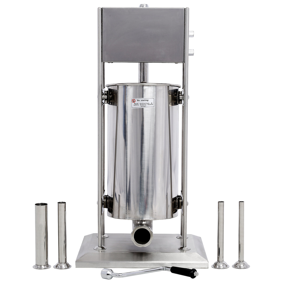 Stainless Steel Commercial Sausage Stuffer,Dual Speed Vertical Sausage Maker 32Lb 15L, Meat Filler With 4 Stuffing Tubes Silver Stainless Steel