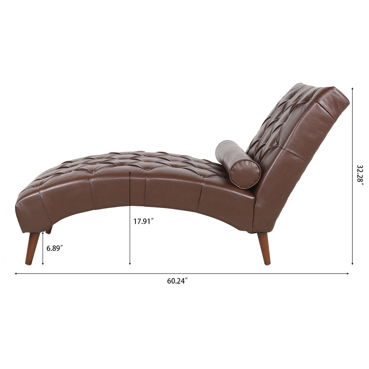 Upholstered Chaise Lounge Dark Brown Pu