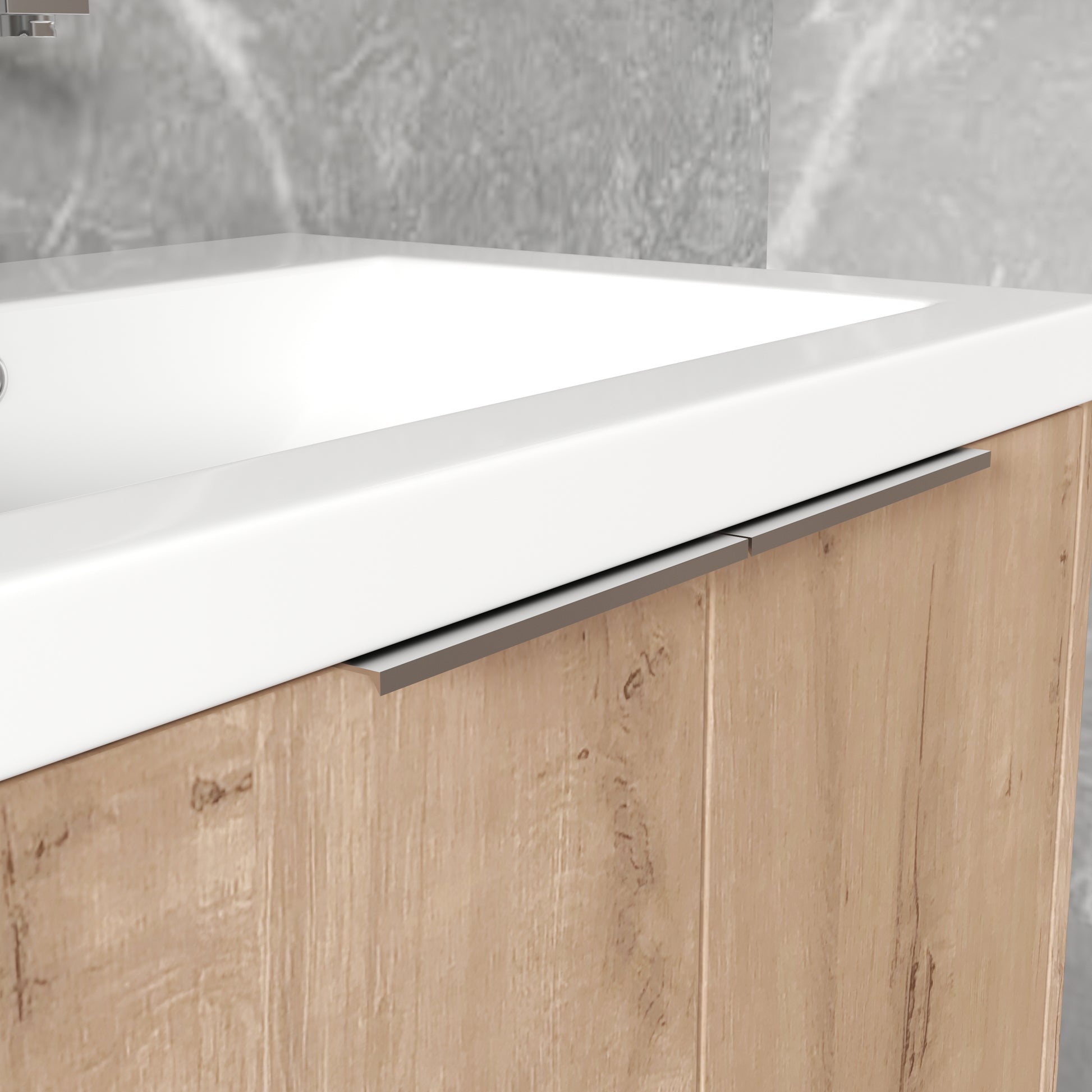 60" Wall Mounted Bathroom Vanity With Sink And Side Cabinet, Soft Close Doors,00112Imox1 0624Imox2 0612Gwh Combination Cabinet Kd Packing Imitative Oak Bathroom Modern Plywood Plywood