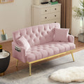 Pink 2 Seater Sofa Pink Wood Tufted Back Velvet 2 Seat