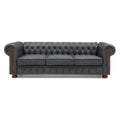 Classic Chesterfield Sofa Dark Grey Faux Leather Dark Grey Foam Technical Leather