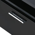 6Mm Glass Top Coffee Table With Open Shelves And Cabinets, Geometric Style Cocktail Table With Great Storage Capacity, Modernist 2 Tier Center Table For Living Room, Black Black Particle Board
