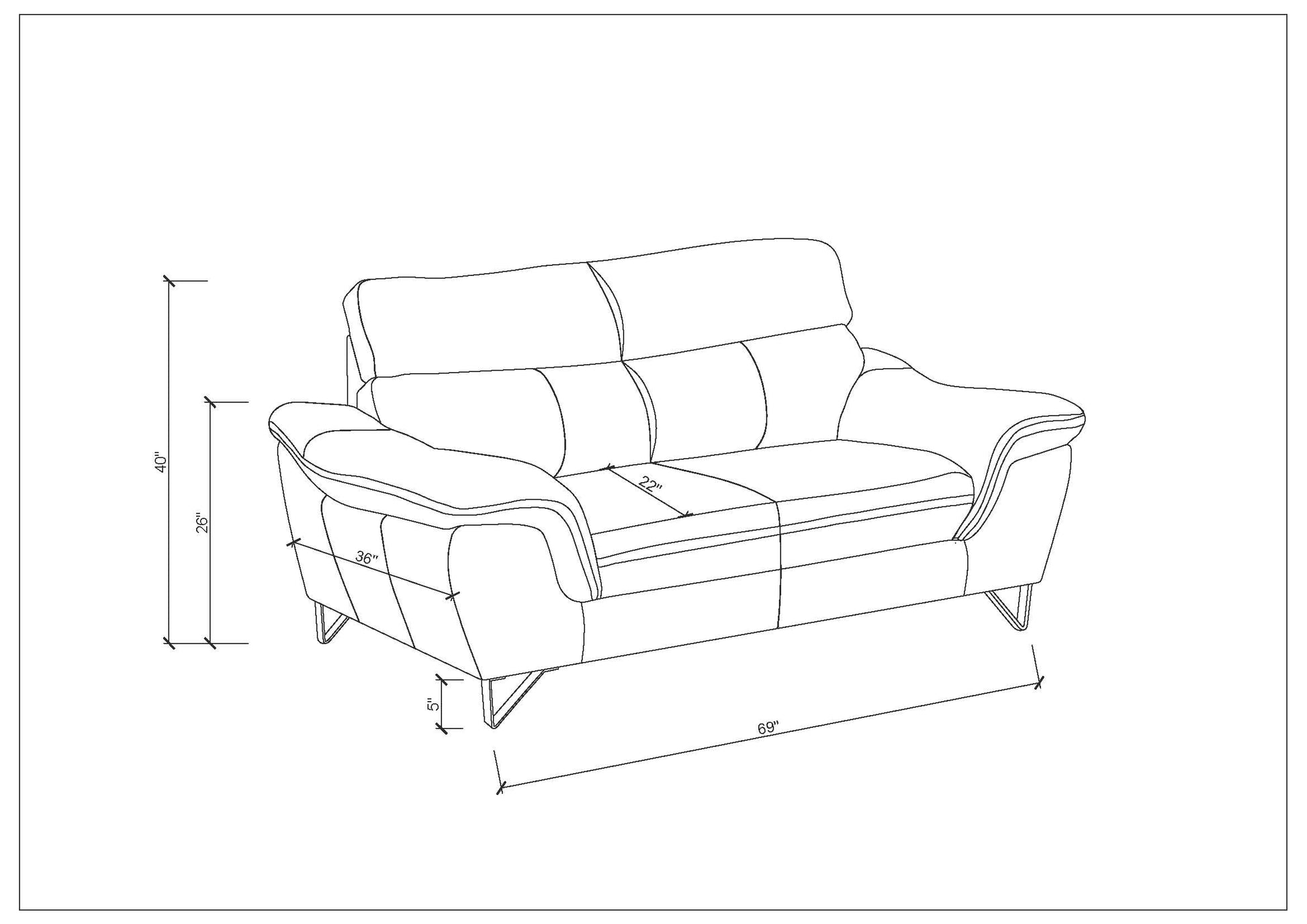 Genuine Leather Sofa Brown Foam Leather