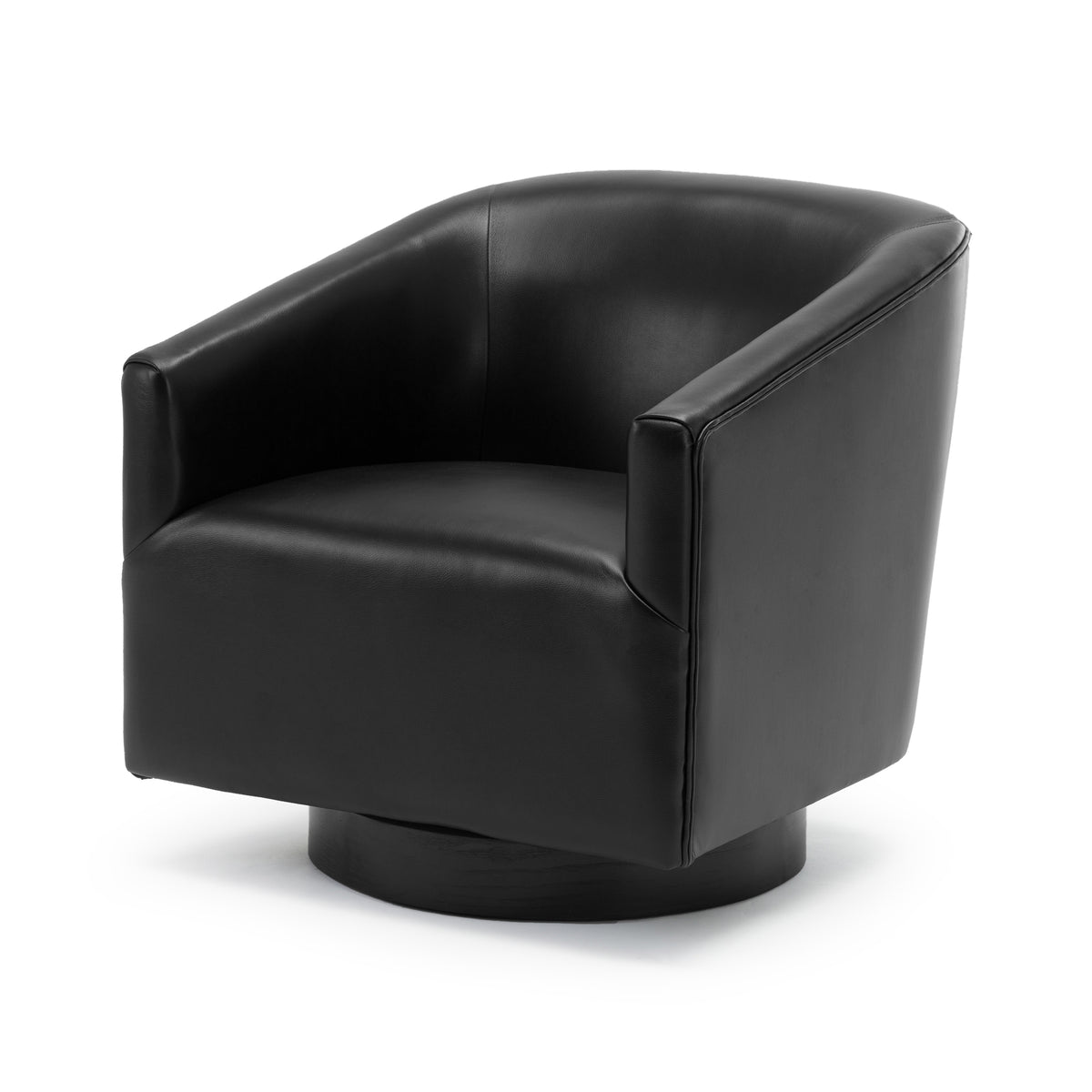 Garland Black Wood Base Swivel Chair Black Foam Pu Leather