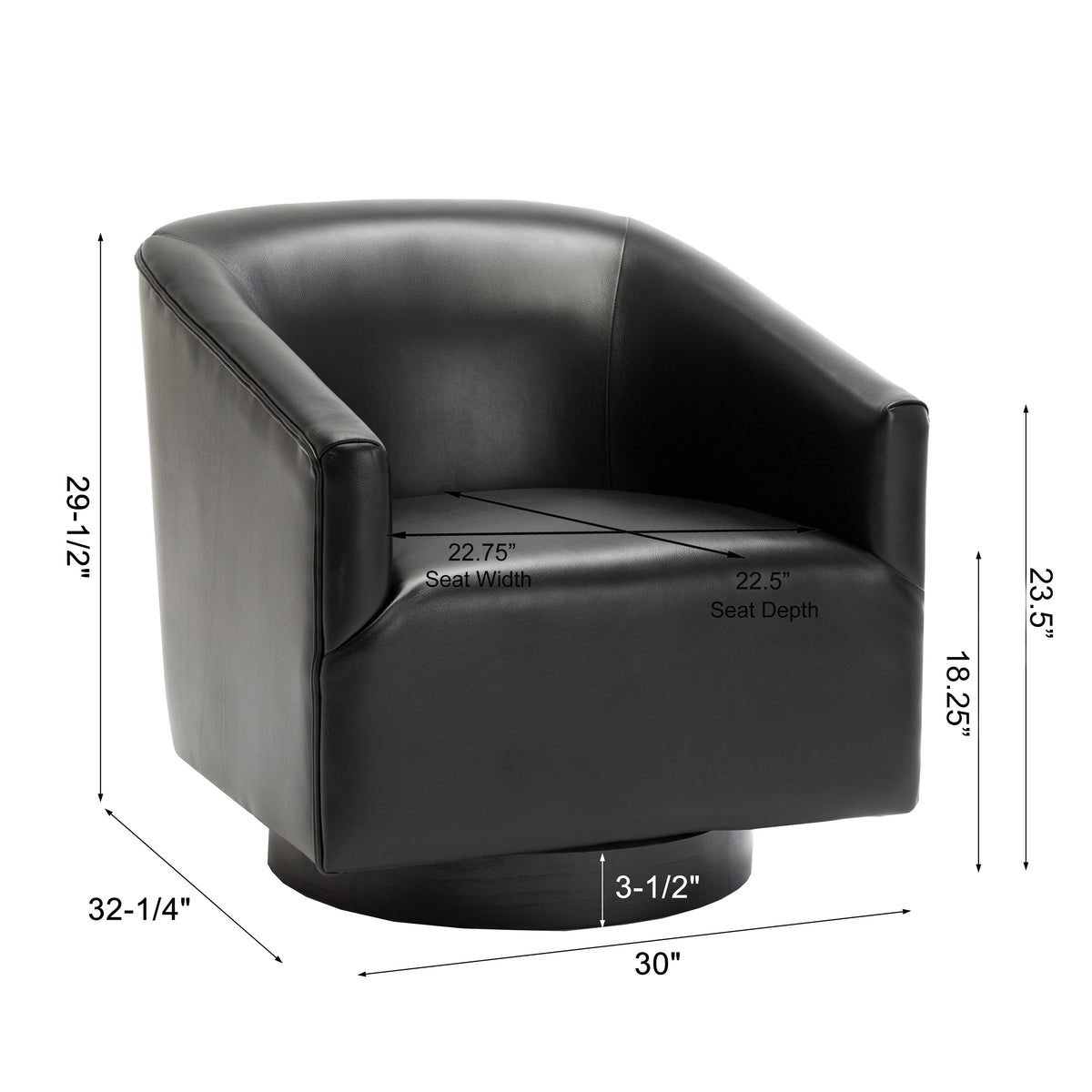 Garland Black Wood Base Swivel Chair Black Foam Pu Leather