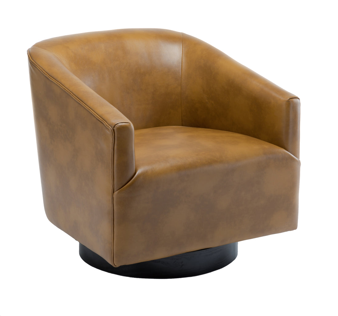 Garland Camel Wood Base Swivel Chair Camel Foam Pu Leather