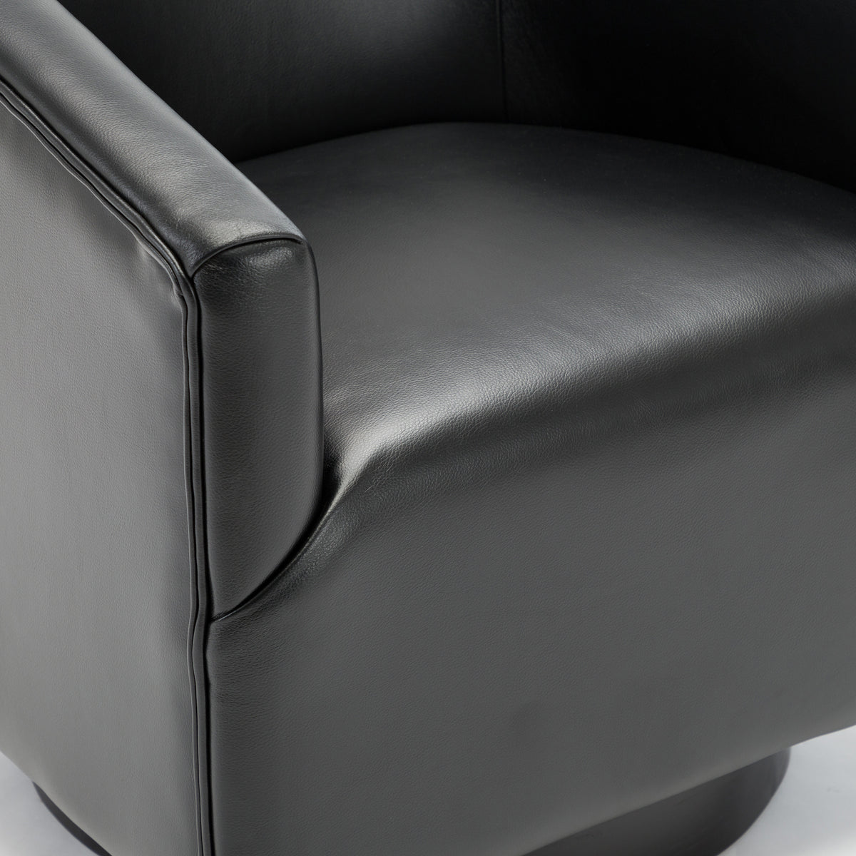 Garland Black Wood Base Swivel Chair Black Foam Pu Leather