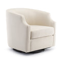 Isabelle Linen Swivel Glider Barrel Chair Natural Foam Polyester