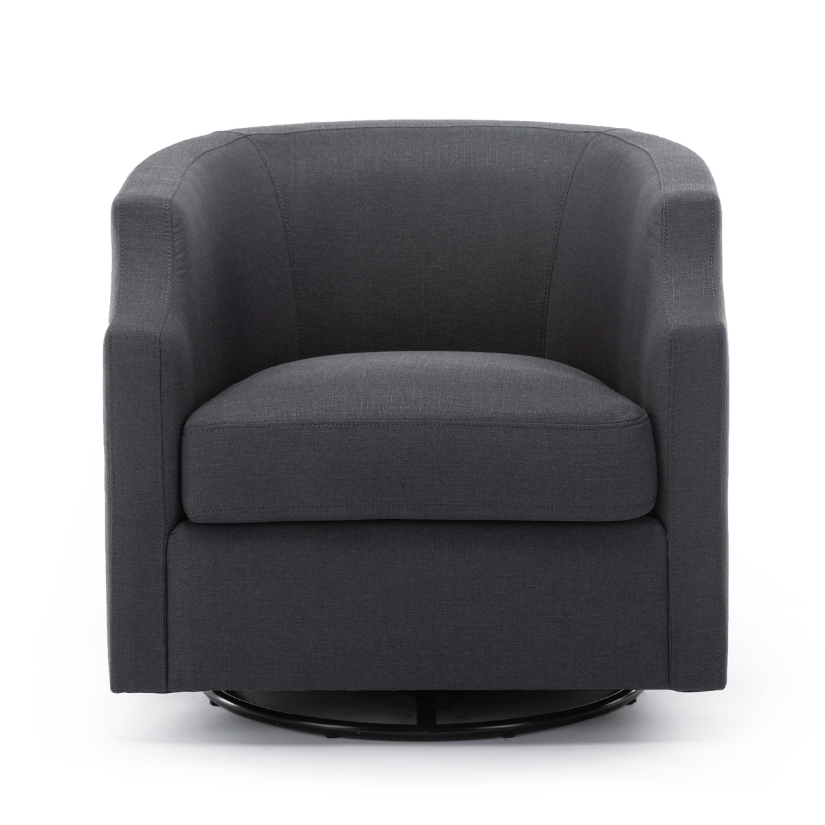 Isabelle Ashen Grey Swivel Glider Barrel Chair Grey Foam Polyester