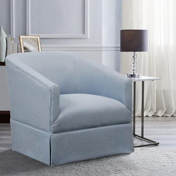 Earl Sky Blue Skirted Swivel Chair Light Blue Foam Polyester