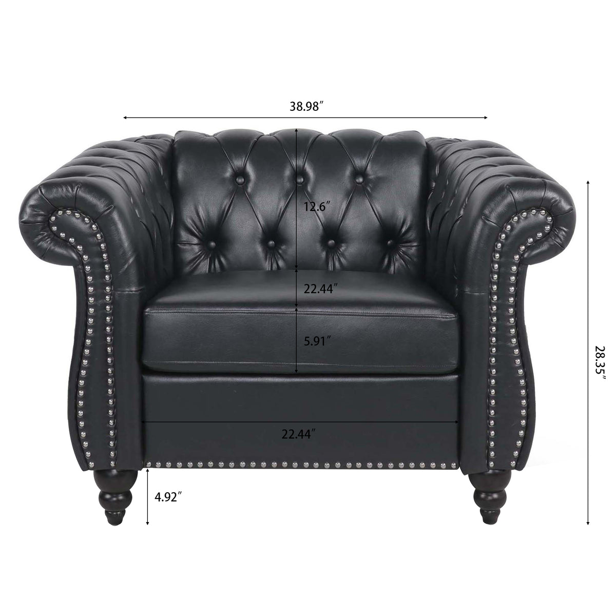1 Seater Sofa For Living Room Black Pu