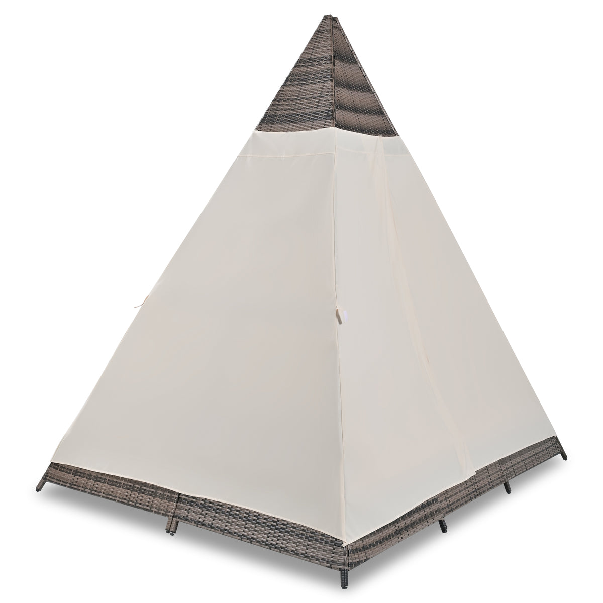 90.5" Length Outdoor Sunbed With Colorful Pillows, Wicker Patio Daybed With Cushions, Tent Shape, Brown And Beige Yes Beige Wicker