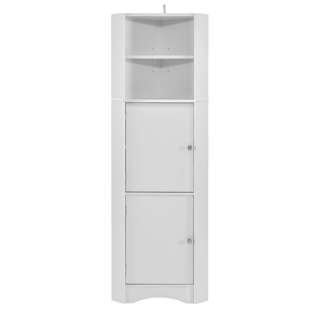 Tall Bathroom Corner Cabinet, Freestanding Storage Cabinet With Doors And Adjustable Shelves, Mdf Board, White White Mdf