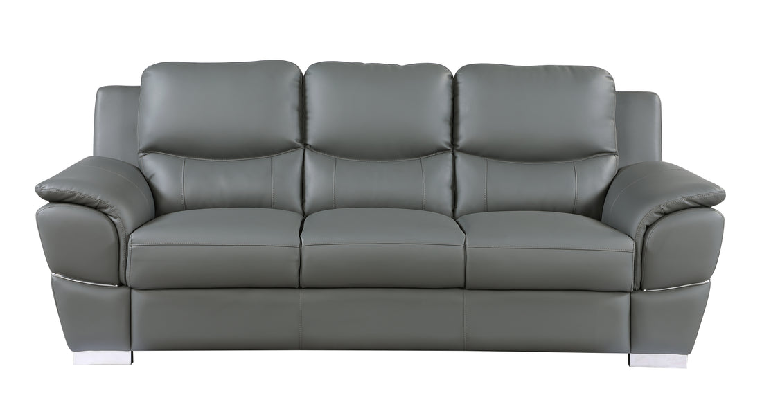 Genuine Leather Sofa Gray Foam Leather