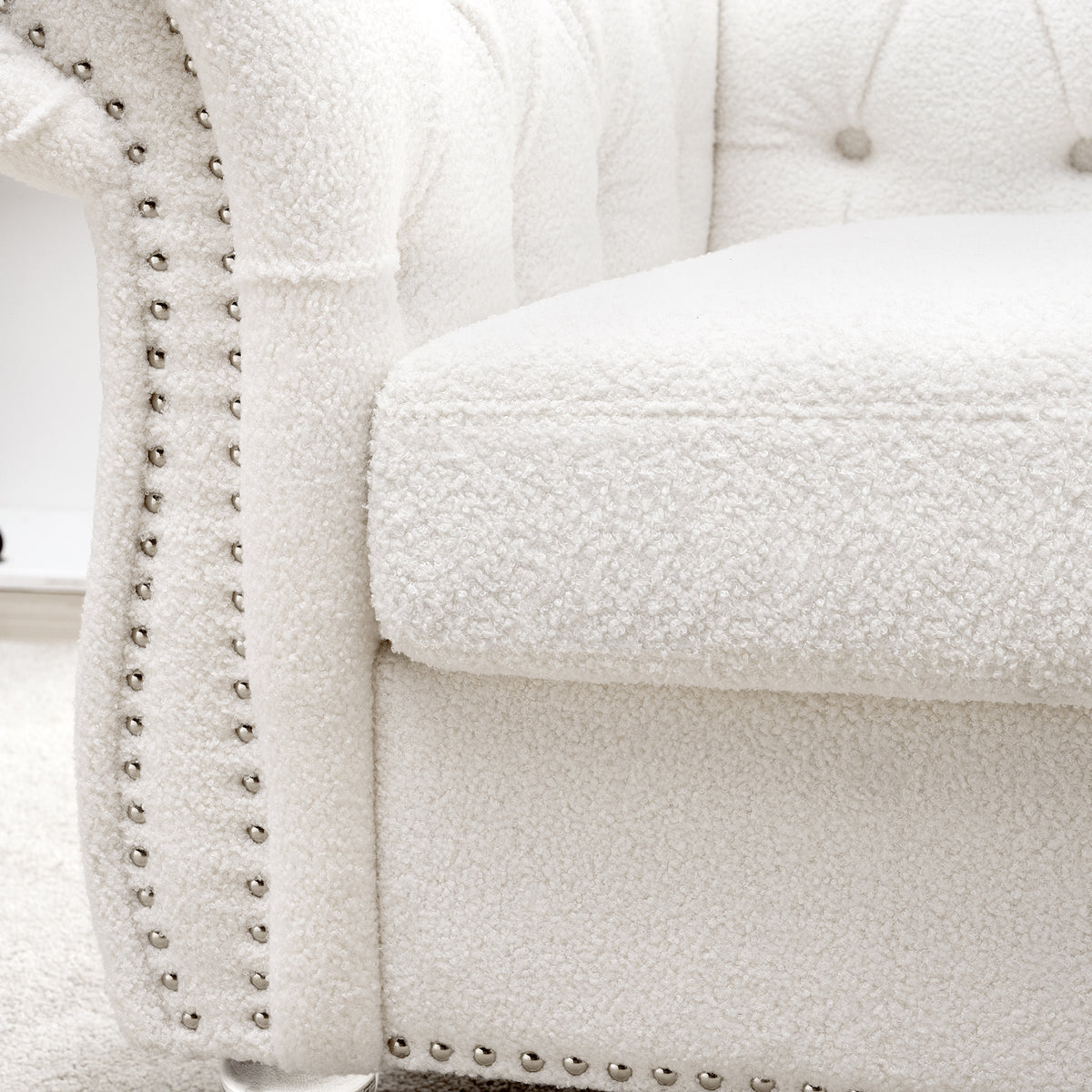 1 Seater Sofa For Living Room White Polyester
