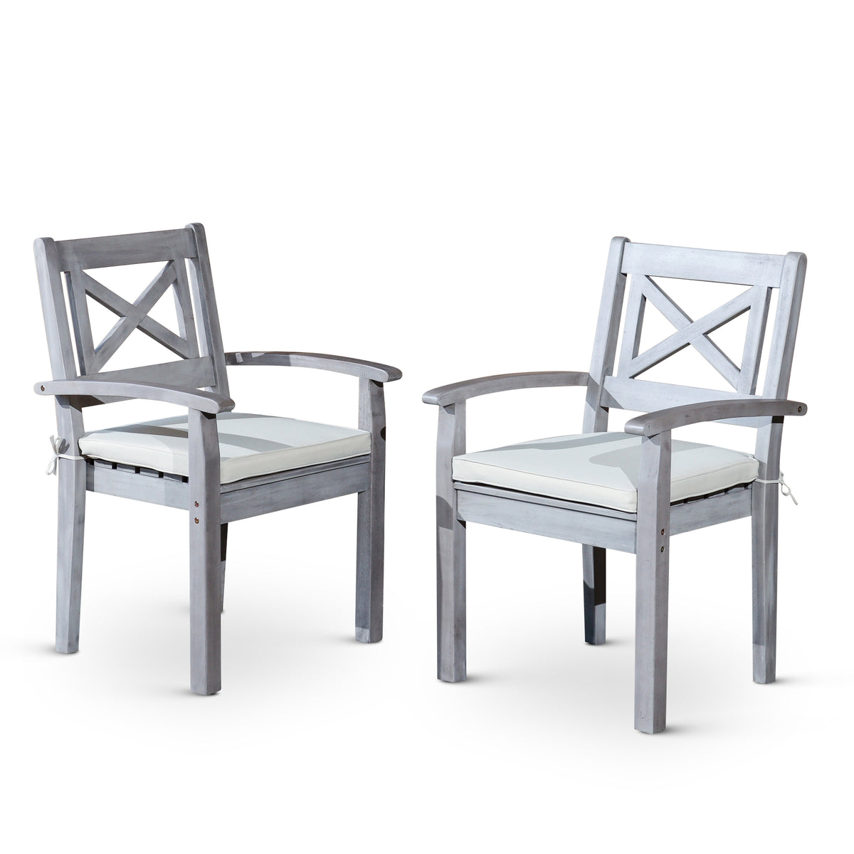 Dining Chairs Set Of 2 Silver Grey Solid Wood