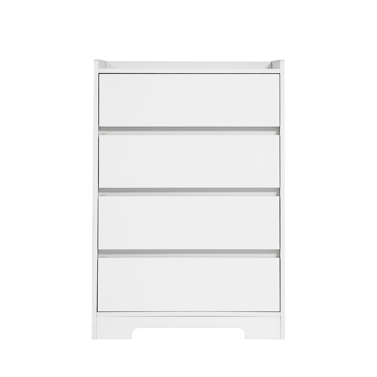 4 Drawer Dresser, Chest Of Drawers Without Handle, White Dresser For Bedroom 100% Waterproof, Modern Wooden Cabinet With Sturdy Frame For Living Room, Entryway, Bedroom, Hallway, Office White Mdf