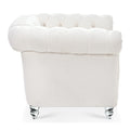 1 Seater Sofa For Living Room White Polyester