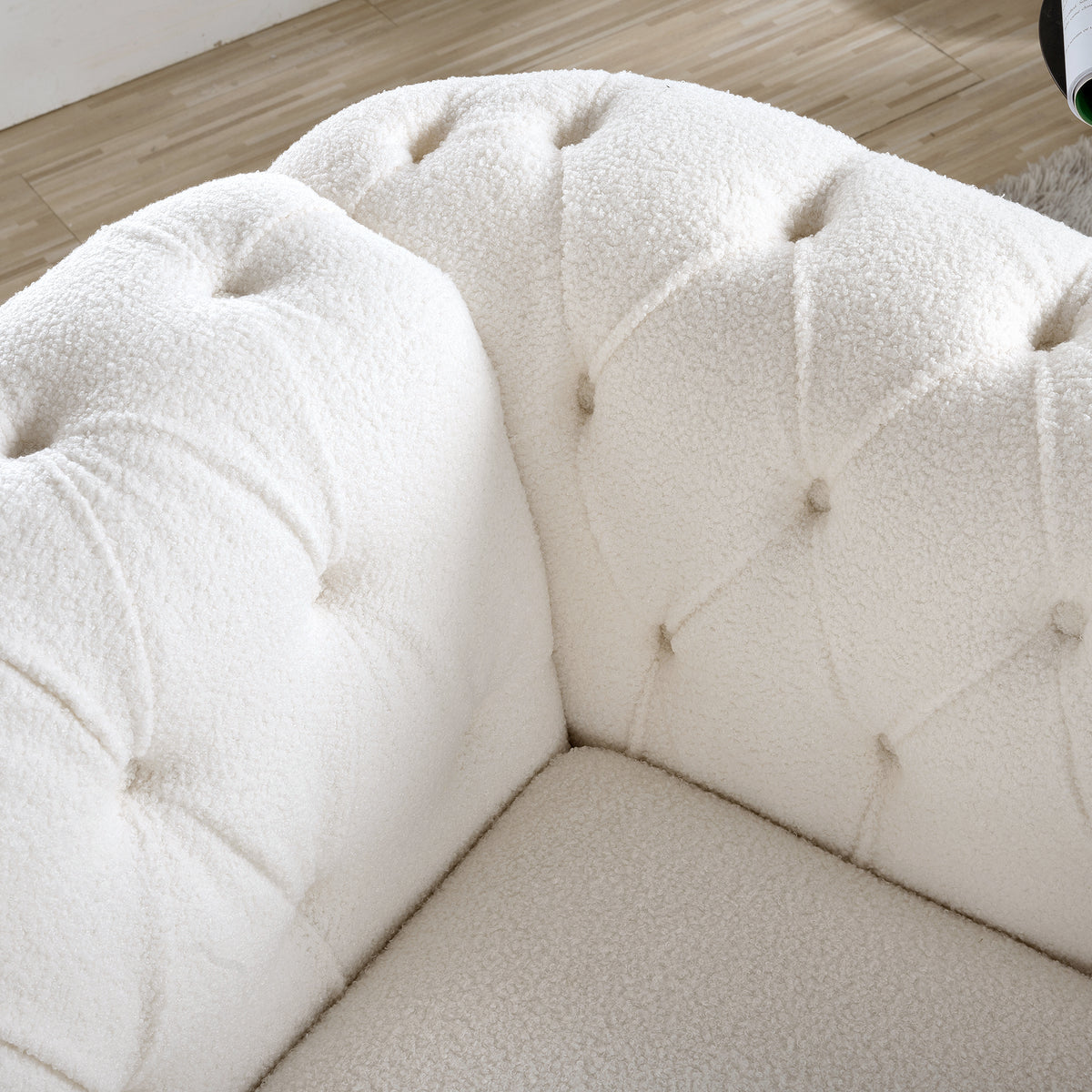 1 Seater Sofa For Living Room White Polyester