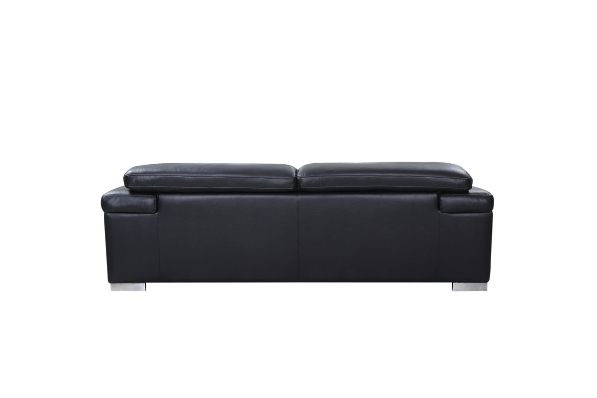 Top Grain Italian Leather Sofa Black Foam Leather