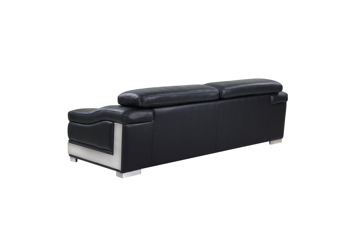 Top Grain Italian Leather Sofa Black Foam Leather
