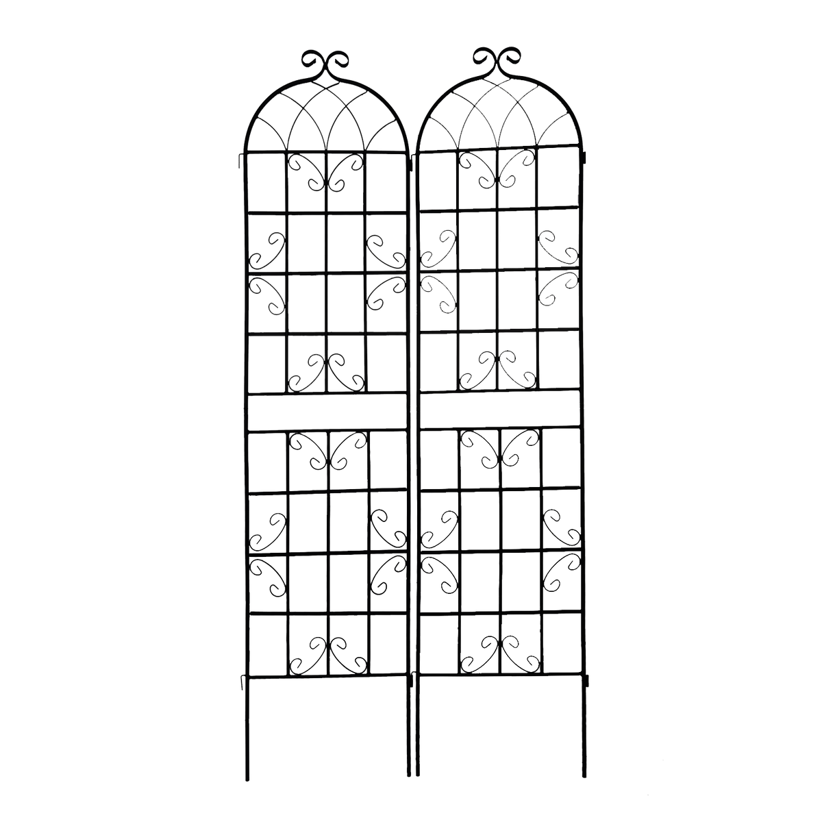2 Pack Metal Garden Trellis 86.7" X 19.7" Rustproof Trellis For Climbing Plants Outdoor Flower Support Black Black Iron
