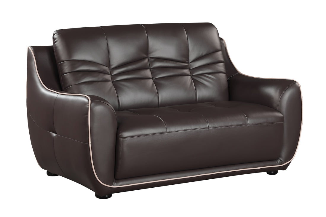 Genuine Leather Loveseat Brown Foam Leather