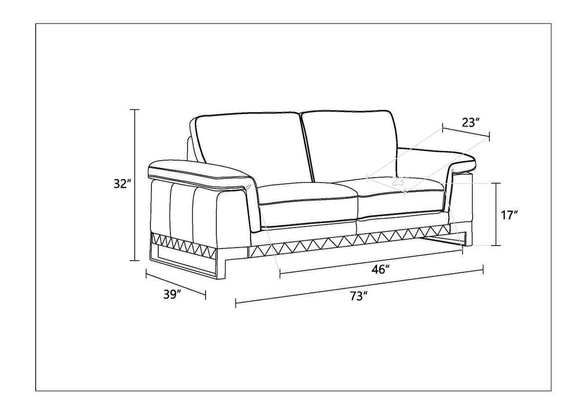 Top Grain Italian Leather Loveseat Camel Foam Leather