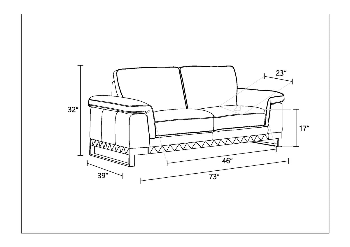 Top Grain Italian Leather Loveseat Black Foam Leather