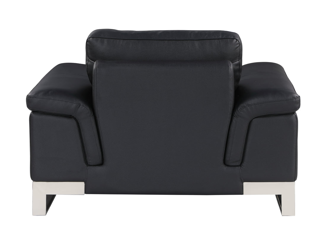 Top Grain Italian Leather Chair Black Foam Leather