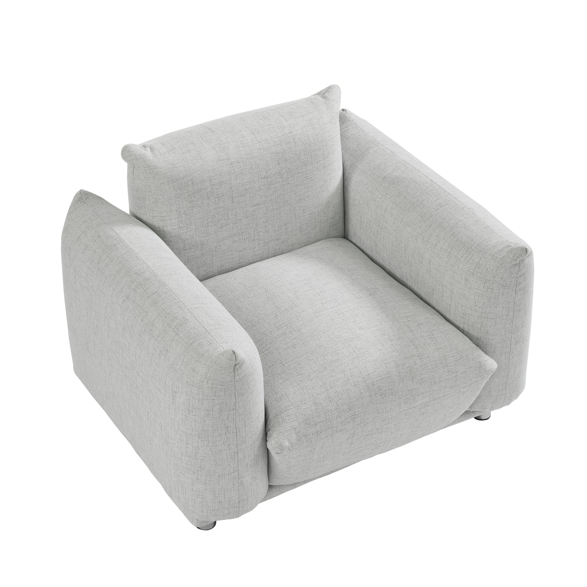 Fabric Accent Cotton Linen Chair Single Sofa 42"W Accent Chair For Bedroom Living Room Apartment, Light Grey Light Gray Cotton Linen 1 Seat