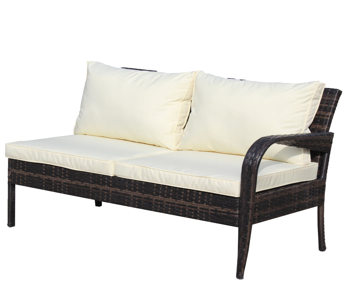 4 Piece Patio Sectional Wicker Rattan Outdoor Furniture Sofa Set With Storage Box Brown Brown Iron