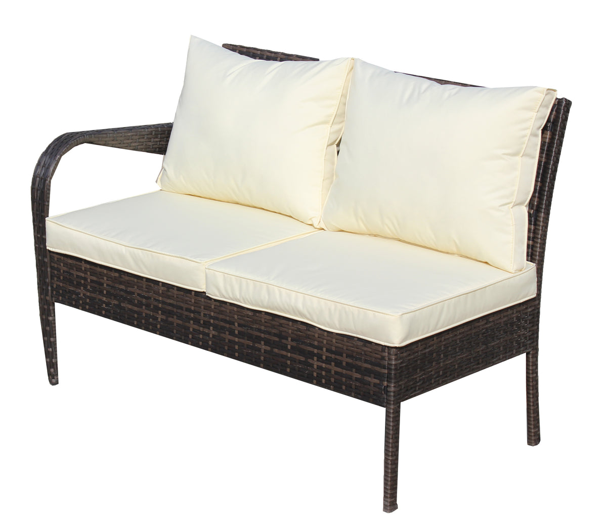 4 Piece Patio Sectional Wicker Rattan Outdoor Furniture Sofa Set With Storage Box Brown Brown Iron