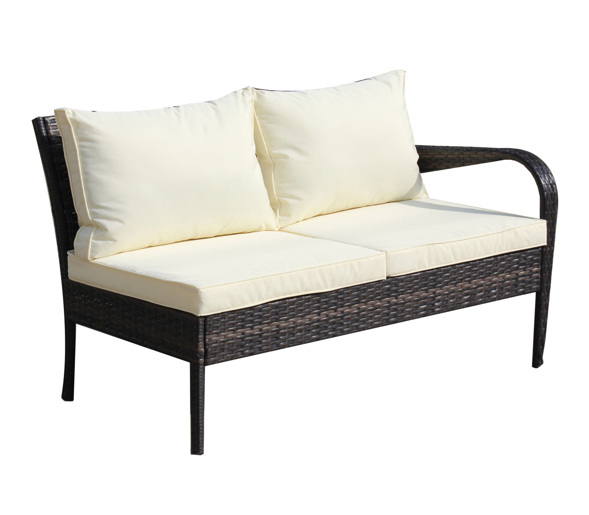 4 Piece Patio Sectional Wicker Rattan Outdoor Furniture Sofa Set With Storage Box Brown Brown Iron