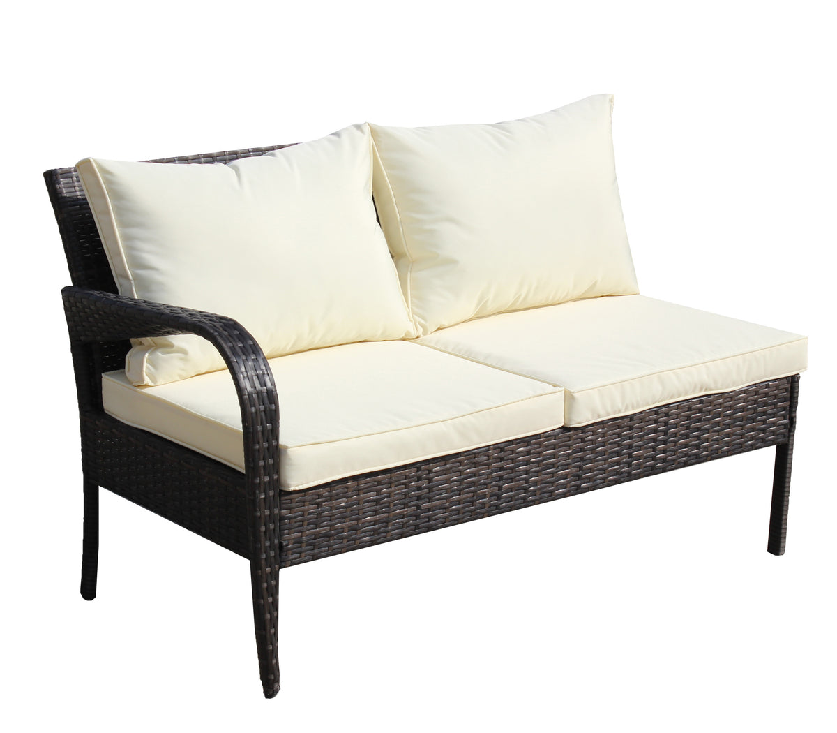 4 Piece Patio Sectional Wicker Rattan Outdoor Furniture Sofa Set With Storage Box Brown Brown Iron