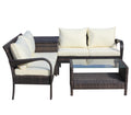 4 Piece Patio Sectional Wicker Rattan Outdoor Furniture Sofa Set With Storage Box Brown Brown Iron