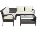 4 Piece Patio Sectional Wicker Rattan Outdoor Furniture Sofa Set With Storage Box Brown Brown Iron