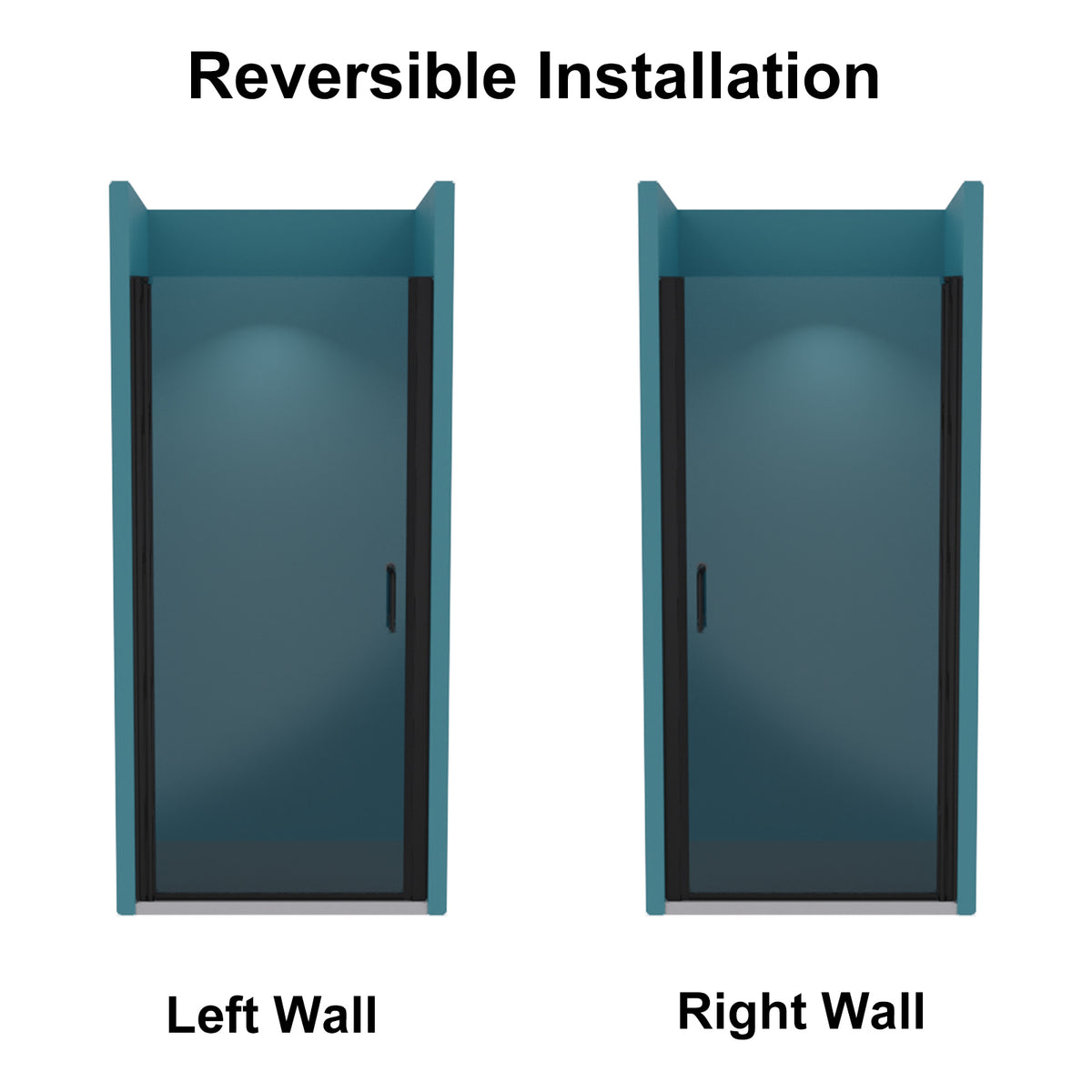 34 In. To 35 3 8 In. X 72 In Semi Frameless Pivot Shower Door In Matte Black With Clear Glass Matte Black Aluminium