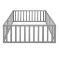 Full Size Wood Daybed Frame With Fence, Gray Old Sku:Wf289662Aae Gray Solid Wood