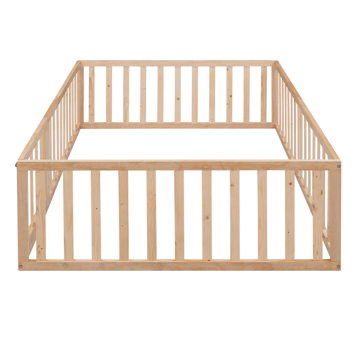 Full Size Wood Daybed Frame With Fence, Natural Old Sku:Wf289662Aam Natural Solid Wood
