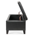 Storage Ottoman With Wooden Legs, Faux Leather Ottoman With Storage For Living Room, Bedroom & Hallway, Ottoman Foot Rest, 38.4