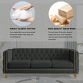 Contact Us For 3D Modeling Velvet Sofa For Living Room,Buttons Tufted Square Arm Couch, Modern Couch Upholstered Button And Metal Legs, Sofa Couch For Bedroom, Black Velvet ,2Pcs Black Foam Velvet