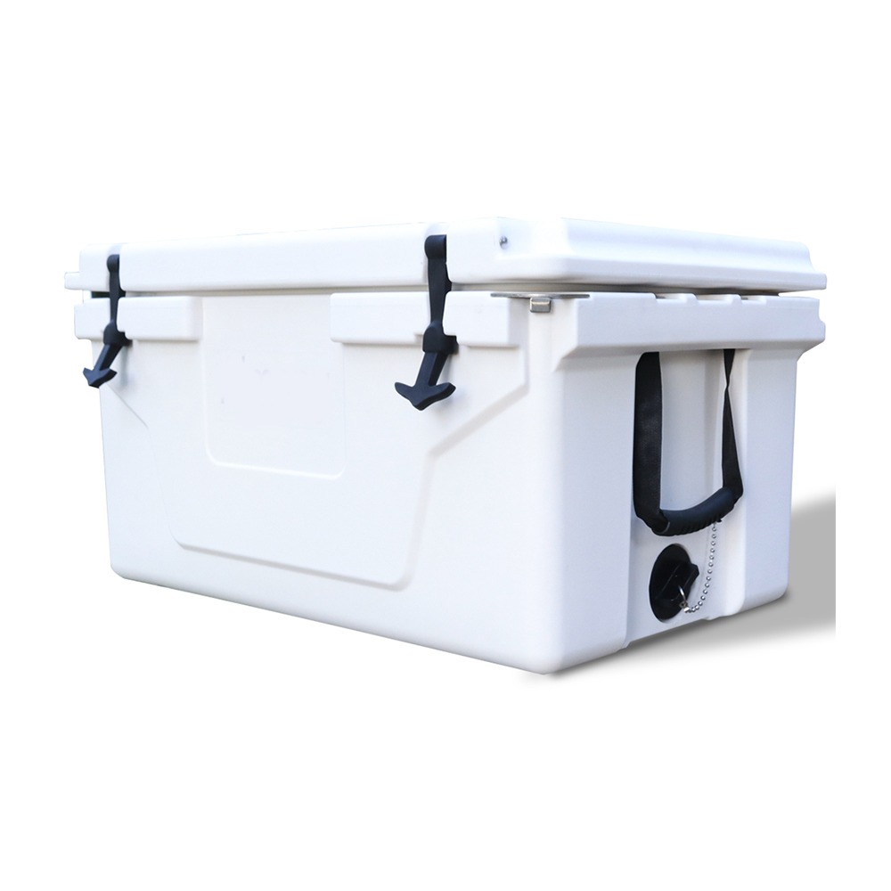 White Outdoor Camping Picnic Fishing Portable Cooler 65Qt Portable Insulated Cooler Box Antique White Abs Plastic